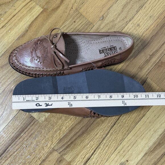 Stuart Frazier Mens Leather Loafers 9D Brown Moc Toe Hand Laced Classic Preppy